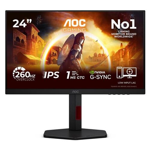 AOC Gaming 24G4ZR - Écran LED - jeux - 24" (23.8" visualisable) - 1920 x 1080 Full HD (1080p) @ 240 Hz - Fast IPS - 1000:1 - HDR10 - 0.3 ms - 2xHDMI, DisplayPort - noir, rouge