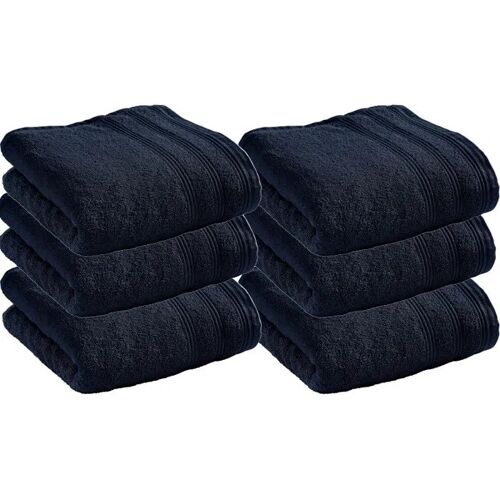 Lot De 6 Serviettes De Toilette Éponge "Spa" 50 X 100 Cm / 400 Gr/M² - "Spa" Bleu Nuit - "Spa" Bleu Nuit -