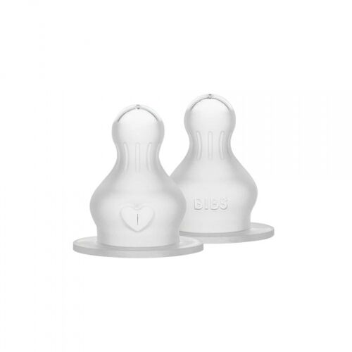 Bibs Baby Bottle Nipple Round Silicone 2 Pack Slow Flow