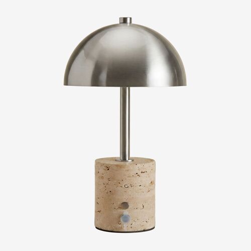 Lampe De Table Led Sans Fil En Fer Et Pierre Naturelle Nicolas ¿35 Cm