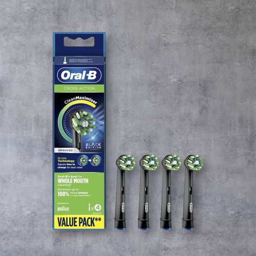 Lot De 4 Recharges Pour Brosse À Dents Électrique, Avec Technologie Cleanmaximiser, Noir 