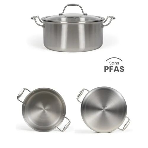 Faitout Inox 24cm En Acier Inoxydable Antiadhésif Tous Feux Dont Induction - Pour Brigade
