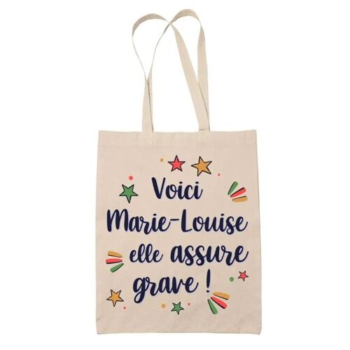 Tote Bag Marie-Louise elle assure grave ! | Cadeau Fête des Mères Anniversaire Soeur Noël Tata Marraine Sac Cabas réutilisable