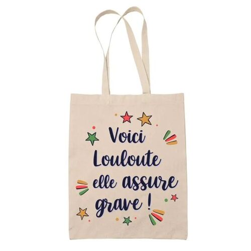 Tote Bag Louloute elle assure grave ! | Cadeau Fête des Mères Anniversaire Soeur Noël Tata Marraine Sac Cabas réutilisable