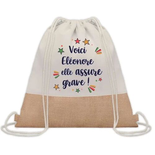 Sac à dos toile et jute Eléonore elle assure grave ! | Sac de Sport et Gym, Sac Doudou Enfant Cadeau Fête des Mères Anniversaire