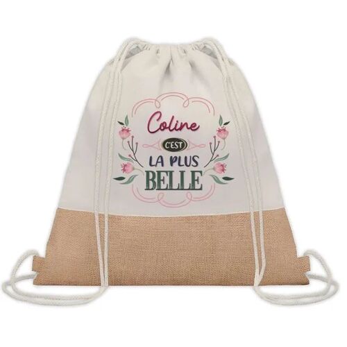Sac à dos toile et jute Coline la plus belle | Sac de Sport et Gym, Sac Doudou Enfant Cadeau Fête des Mères Anniversaire Soeur Noël