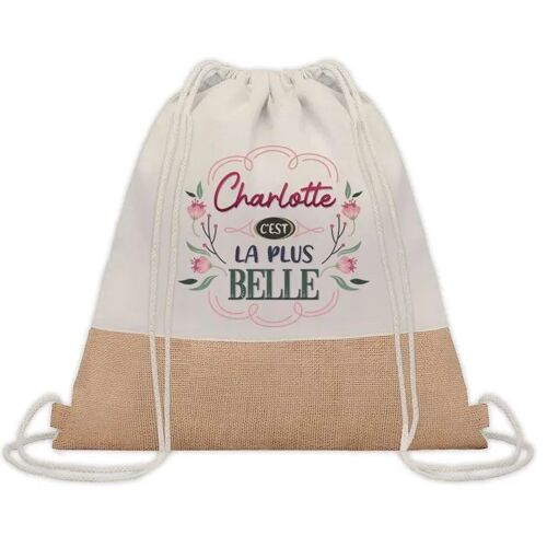 Sac à dos toile et jute Charlotte la plus belle | Sac de Sport et Gym, Sac Doudou Enfant Cadeau Fête des Mères Anniversaire Soeur