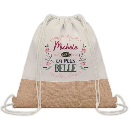 Sac à dos toile et jute Michèle la plus belle | Sac de Sport et Gym, Sac Doudou Enfant Cadeau Fête des Mères Anniversaire Soeur