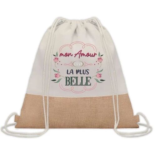 Sac à dos toile et jute Amour la plus belle | Sac de Sport et Gym, Sac Doudou Enfant Cadeau Fête des Mères Anniversaire Soeur Noël