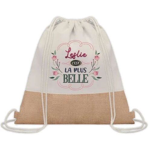 Sac à dos toile et jute Leslie la plus belle | Sac de Sport et Gym, Sac Doudou Enfant Cadeau Fête des Mères Anniversaire Soeur Noël