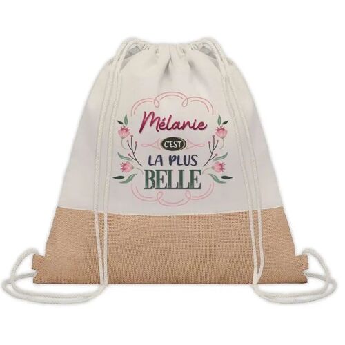 Sac à dos toile et jute Mélanie la plus belle | Sac de Sport et Gym, Sac Doudou Enfant Cadeau Fête des Mères Anniversaire Soeur