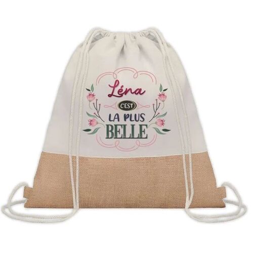 Sac à dos toile et jute Léna la plus belle | Sac de Sport et Gym, Sac Doudou Enfant Cadeau Fête des Mères Anniversaire Soeur Noël