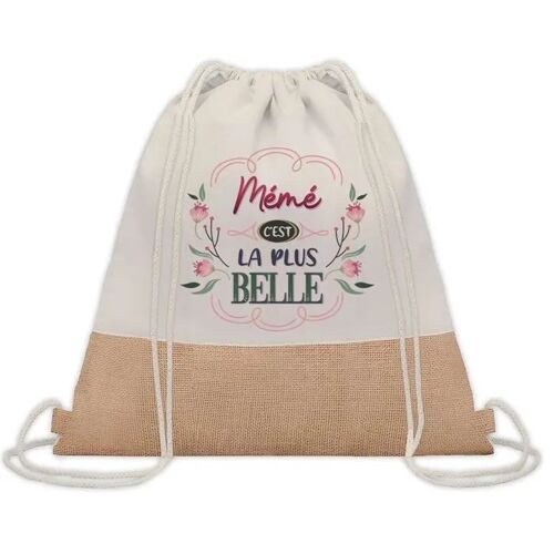 Sac à dos toile et jute Mémé la plus belle | Sac de Sport et Gym, Sac Doudou Enfant Cadeau Fête des Mères Anniversaire Soeur Noël