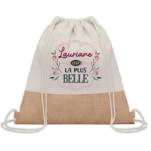 Sac à dos toile et jute Lauriane la plus belle | Sac de Sport et Gym, Sac Doudou Enfant Cadeau Fête des Mères Anniversaire Soeur