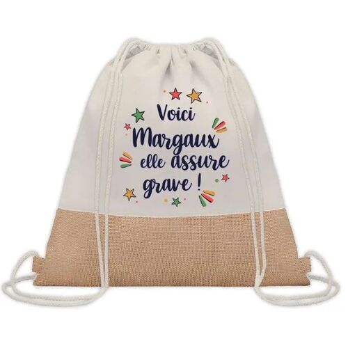 Sac à dos toile et jute Margaux elle assure grave ! | Sac de Sport et Gym, Sac Doudou Enfant Cadeau Fête des Mères Anniversaire