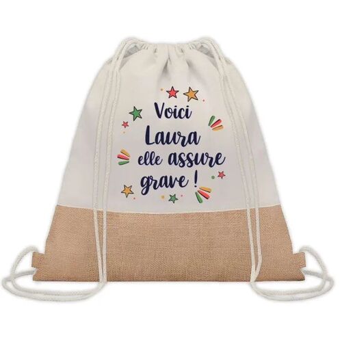 Sac à dos toile et jute Laura elle assure grave ! | Sac de Sport et Gym, Sac Doudou Enfant Cadeau Fête des Mères Anniversaire Soeur