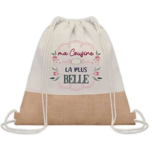 Sac à dos toile et jute Cousine la plus belle | Sac de Sport et Gym, Sac Doudou Enfant Cadeau Fête des Mères Anniversaire Soeur
