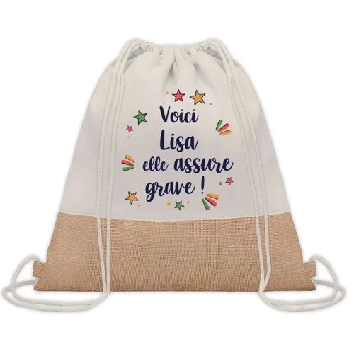 Sac à dos toile et jute Lisa elle assure grave ! | Sac de Sport et Gym, Sac Doudou Enfant Cadeau Fête des Mères Anniversaire Soeur