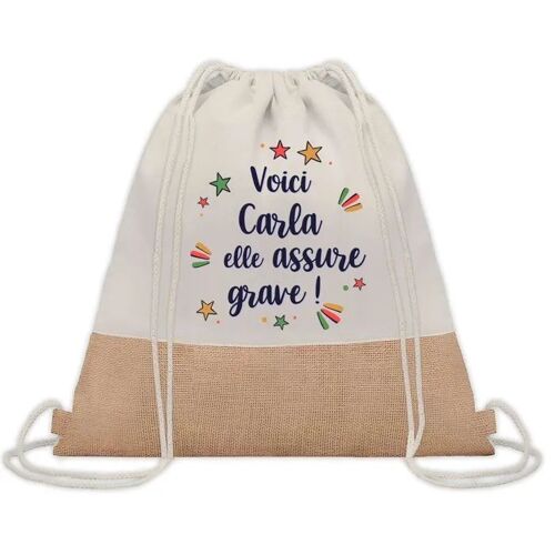 Sac à dos toile et jute Carla elle assure grave ! | Sac de Sport et Gym, Sac Doudou Enfant Cadeau Fête des Mères Anniversaire Soeur