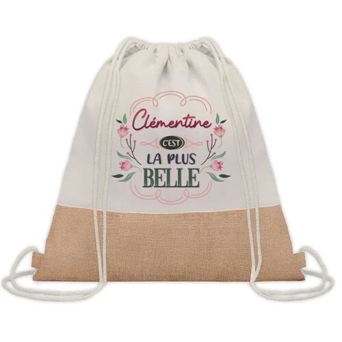 Sac à dos toile et jute Clémentine la plus belle | Sac de Sport et Gym, Sac Doudou Enfant Cadeau Fête des Mères Anniversaire Soeur