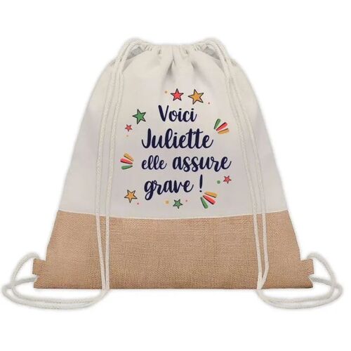 Sac à dos toile et jute Juliette elle assure grave ! | Sac de Sport et Gym, Sac Doudou Enfant Cadeau Fête des Mères Anniversaire