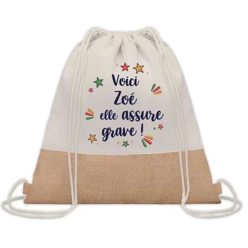 Sac à dos toile et jute Zoé elle assure grave ! | Sac de Sport et Gym, Sac Doudou Enfant Cadeau Fête des Mères Anniversaire Soeur