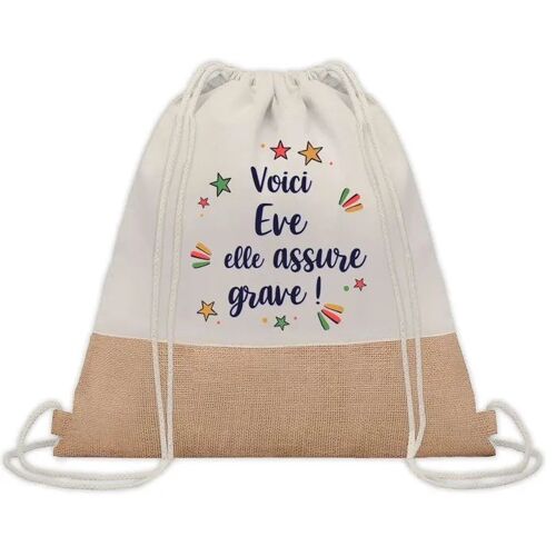 Sac à dos toile et jute Eve elle assure grave ! | Sac de Sport et Gym, Sac Doudou Enfant Cadeau Fête des Mères Anniversaire Soeur