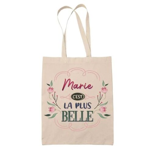 Tote Bag Marie la plus belle | Cadeau Fête des Mères Anniversaire Soeur Noël Tata Marraine Sac Cabas réutilisable