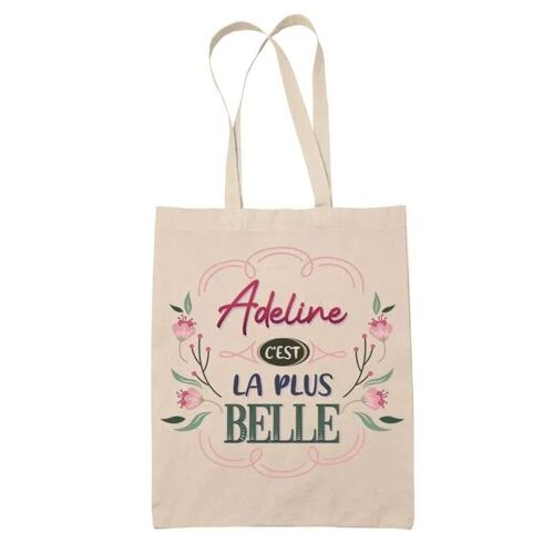 Tote Bag Adeline la plus belle | Cadeau Fête des Mères Anniversaire Soeur Noël Tata Marraine Sac Cabas réutilisable