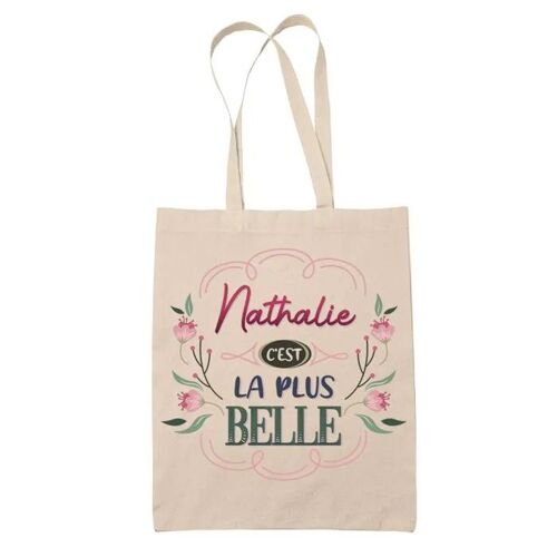 Tote Bag Nathalie la plus belle | Cadeau Fête des Mères Anniversaire Soeur Noël Tata Marraine Sac Cabas réutilisable