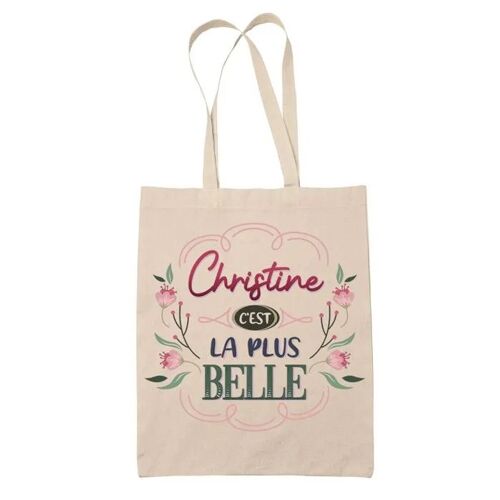 Tote Bag Christine la plus belle | Cadeau Fête des Mères Anniversaire Soeur Noël Tata Marraine Sac Cabas réutilisable