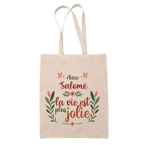 Tote Bag Salomé la vie est plus jolie | Cadeau Fête des Mères Anniversaire Soeur Noël Tata Marraine Sac Cabas réutilisable