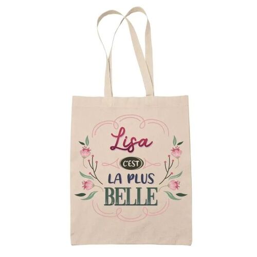 Tote Bag Lisa la plus belle | Cadeau Fête des Mères Anniversaire Soeur Noël Tata Marraine Sac Cabas réutilisable