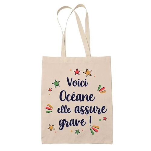 Tote Bag Océane elle assure grave ! | Cadeau Fête des Mères Anniversaire Soeur Noël Tata Marraine Sac Cabas réutilisable