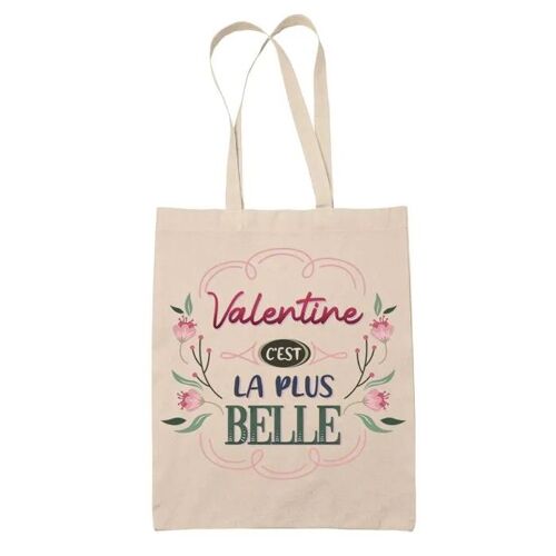 Tote Bag Valentine la plus belle | Cadeau Fête des Mères Anniversaire Soeur Noël Tata Marraine Sac Cabas réutilisable