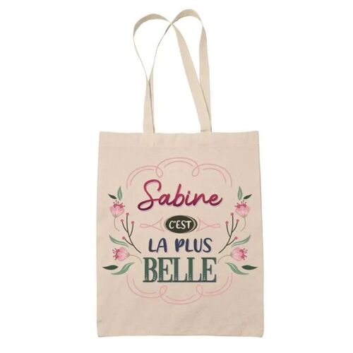 Tote Bag Sabine la plus belle | Cadeau Fête des Mères Anniversaire Soeur Noël Tata Marraine Sac Cabas réutilisable