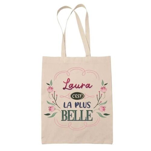 Tote Bag Laura la plus belle | Cadeau Fête des Mères Anniversaire Soeur Noël Tata Marraine Sac Cabas réutilisable