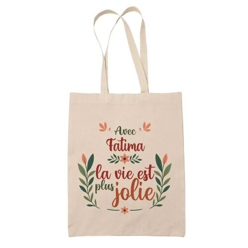 Planetee Tote bag Fatima la vie est plus jolie - Cadeau Fête des Mères Anniversaire Soeur Noël Tata Marraine Sac Cabas réutilisable