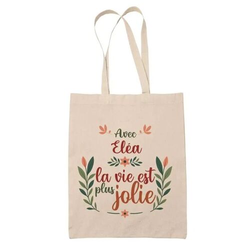 Tote Bag Eléa la vie est plus jolie | Cadeau Fête des Mères Anniversaire Soeur Noël Tata Marraine Sac Cabas réutilisable