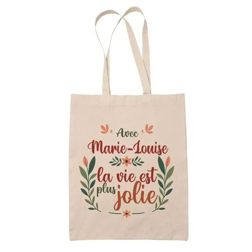 Planetee Tote bag Marie-Louise la vie est plus jolie - Cadeau Fête des Mères Anniversaire Soeur Noël Tata Marraine Sac Cabas