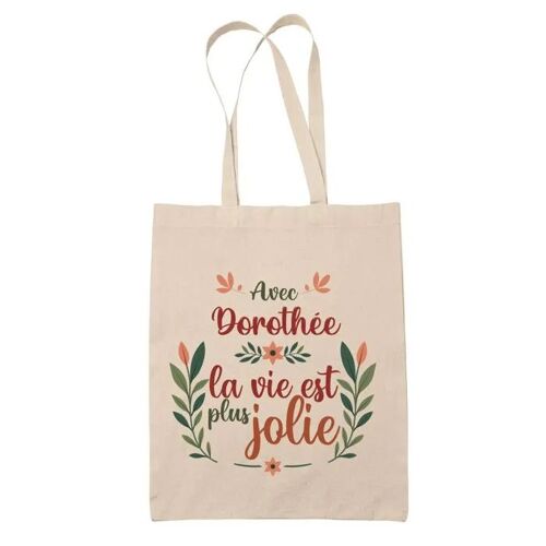 Tote Bag Dorothée la vie est plus jolie | Cadeau Fête des Mères Anniversaire Soeur Noël Tata Marraine Sac Cabas réutilisable