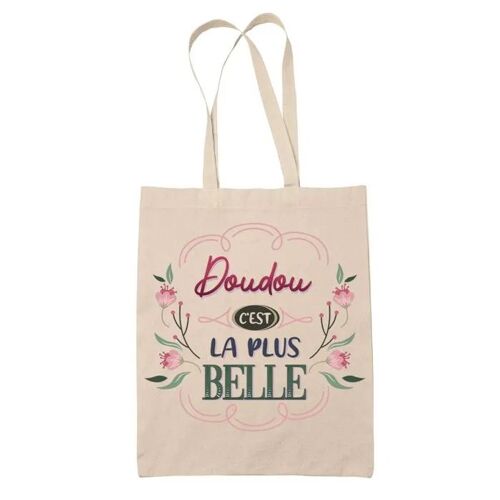 Tote Bag Doudou la plus belle | Cadeau Fête des Mères Anniversaire Soeur Noël Tata Marraine Sac Cabas réutilisable