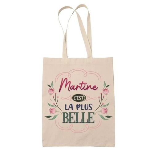 Tote Bag Martine la plus belle | Cadeau Fête des Mères Anniversaire Soeur Noël Tata Marraine Sac Cabas réutilisable