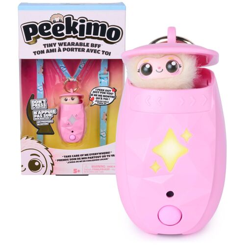Peekimo, Animal interactif rose et accessoire à porter, adorables animaux électroniques avec plus de 100 réactions, accessoires à collectionner et idées de cadeaux d'anniversaire, à partir de 5 ans