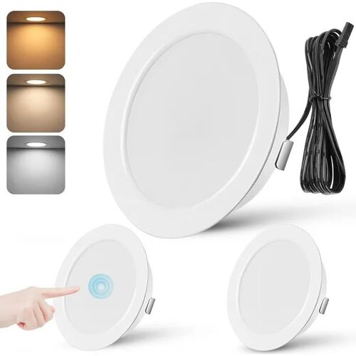 Lot De 3 Spots Led Encastrables Uring 12v 3w - Tactile, Intensité Variable, 3 Températures De Couleur, Ultra-Plat 6,5 Cm