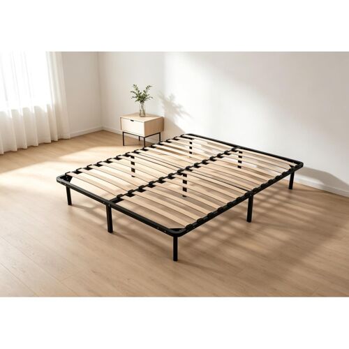 Kosmi - Sommier à Lattes ¿ Lattes Multiplis en Bois, Cadre Métal Renforcé, 9 Pieds de 20 cm, Sommier Kit