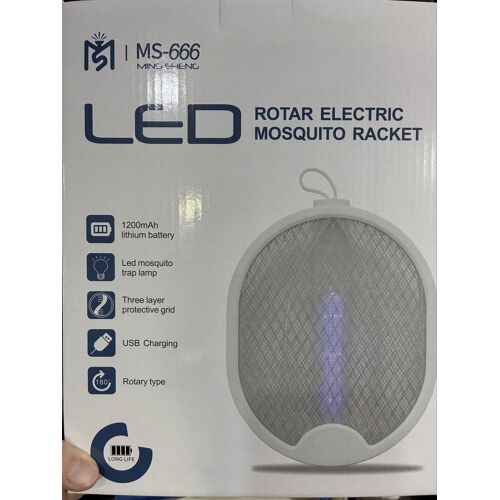 Raquette Électrique Anti-Moustiques LED Rechargeable USB MS-666