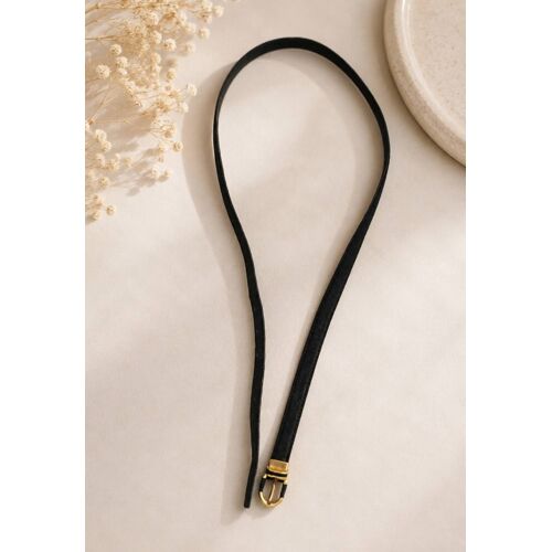 Ceinture Fine Noire Boucle Dorée ¿ 110 Cm ¿ Synthétique