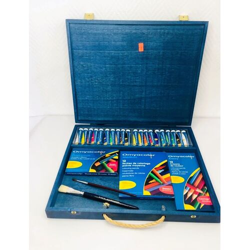 Coffret De Dessin Omyacolor En Bois – Crayons De Couleur, Gouaches Et Accessoires