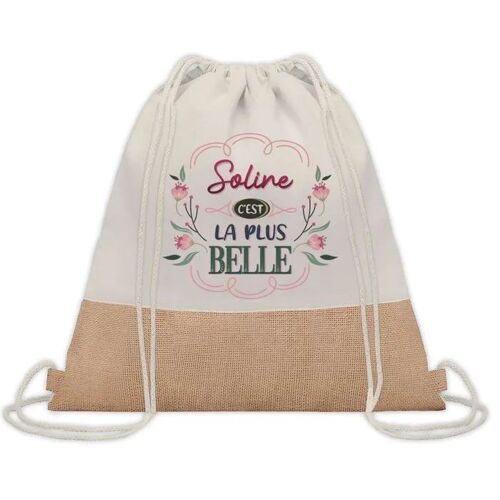 Sac à dos toile et jute Soline la plus belle | Sac de Sport et Gym, Sac Doudou Enfant Cadeau Fête des Mères Anniversaire Soeur Noël